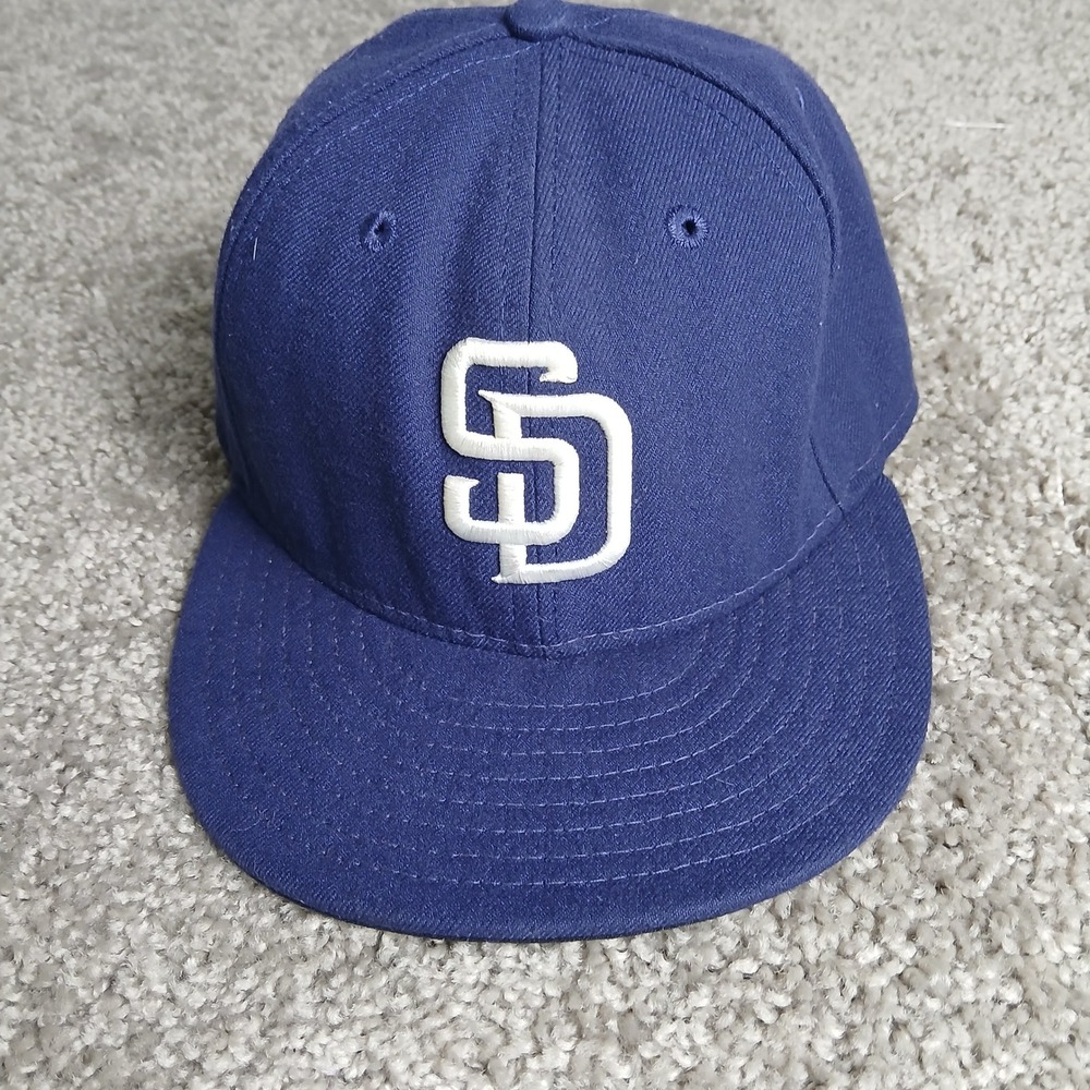 New Era 59FIFTY San Diego Padres MLB Fitted Hat Navy Blue Size 7 1/8 Cap